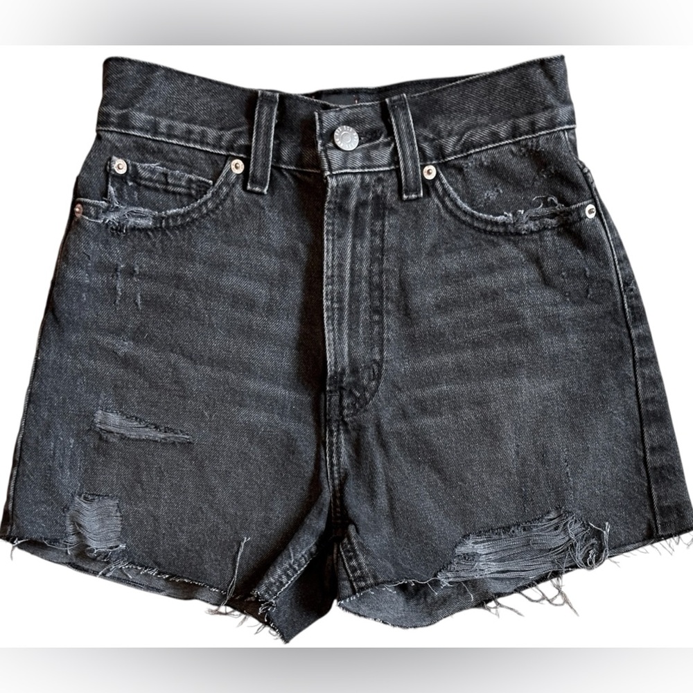 BDG Urban Outfitters Black Distressed Jean A-Line Shorts, Size 24
